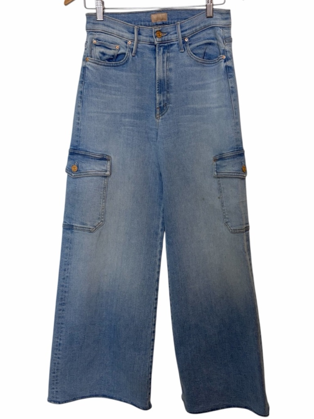 Mother The Undercover Cargo Sneak Jeans Size 27 wide leg pockets high rise